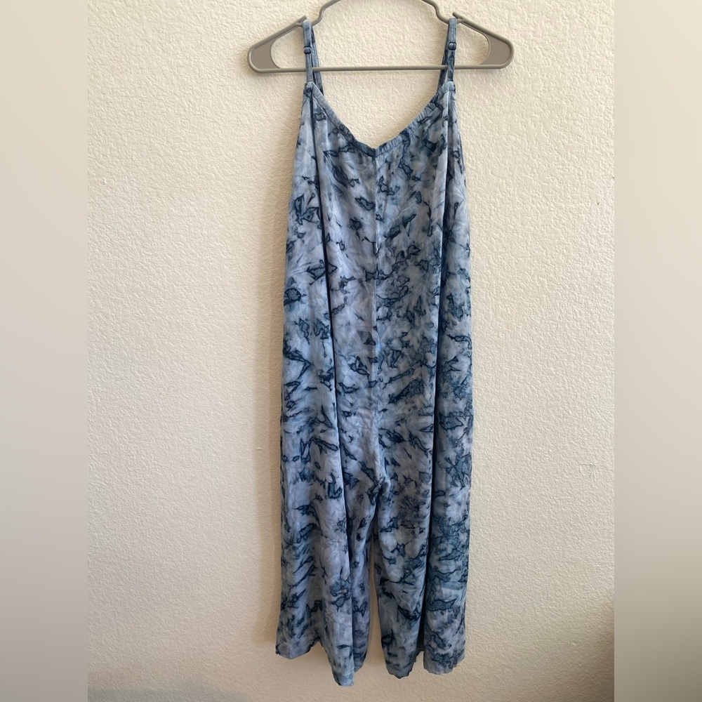 World Market Blue Tie-Dye Wide Leg Romper